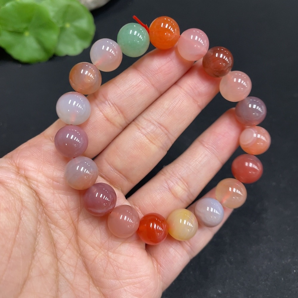 H34037707 Yanyuan Agate Bracelet, Approx. 10mm Beads, Total Weight About 28.2g