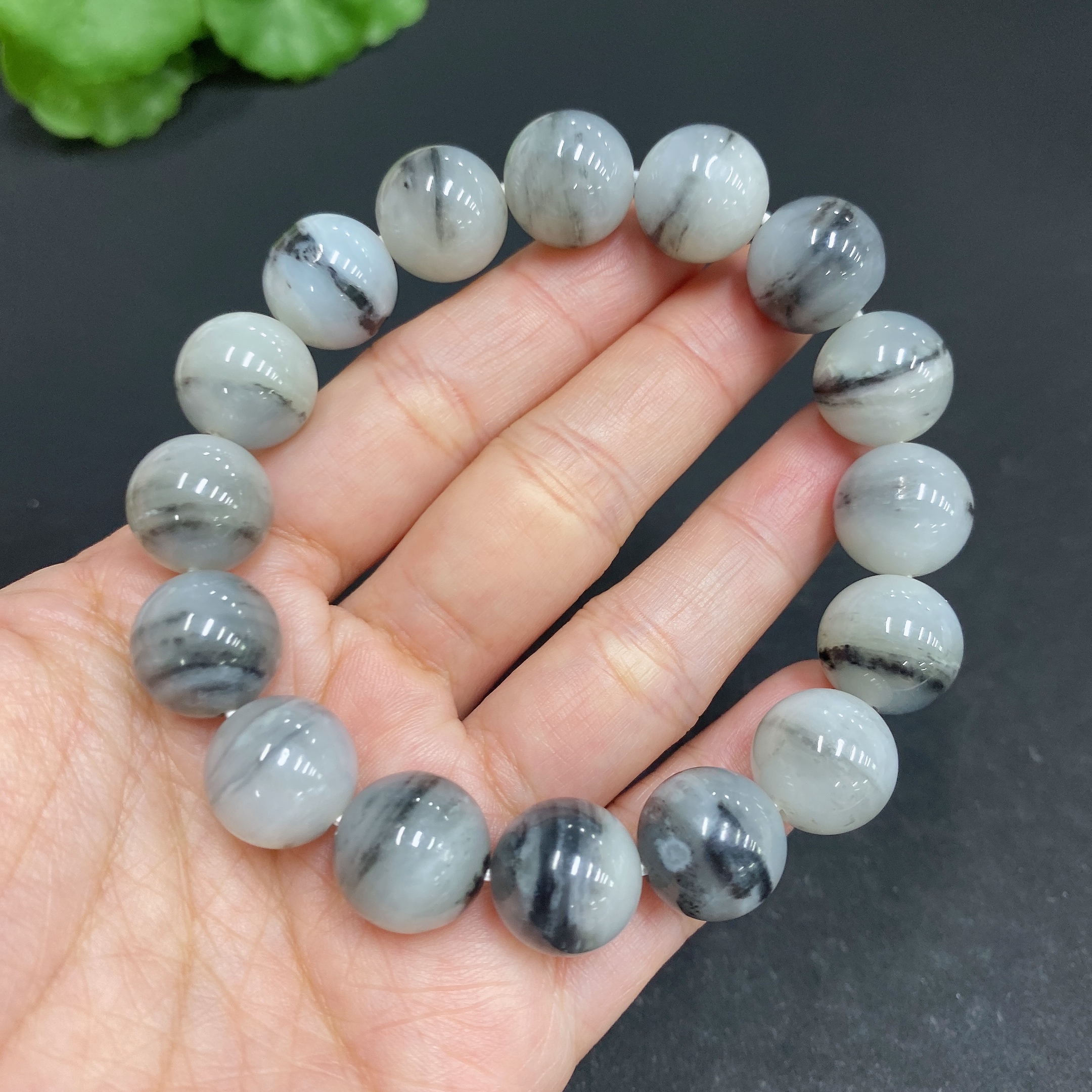 H33902822 Hetian Jade Bracelet, Approx. 13mm, Total Weight About 56.9g, Contains Other Mineral Components