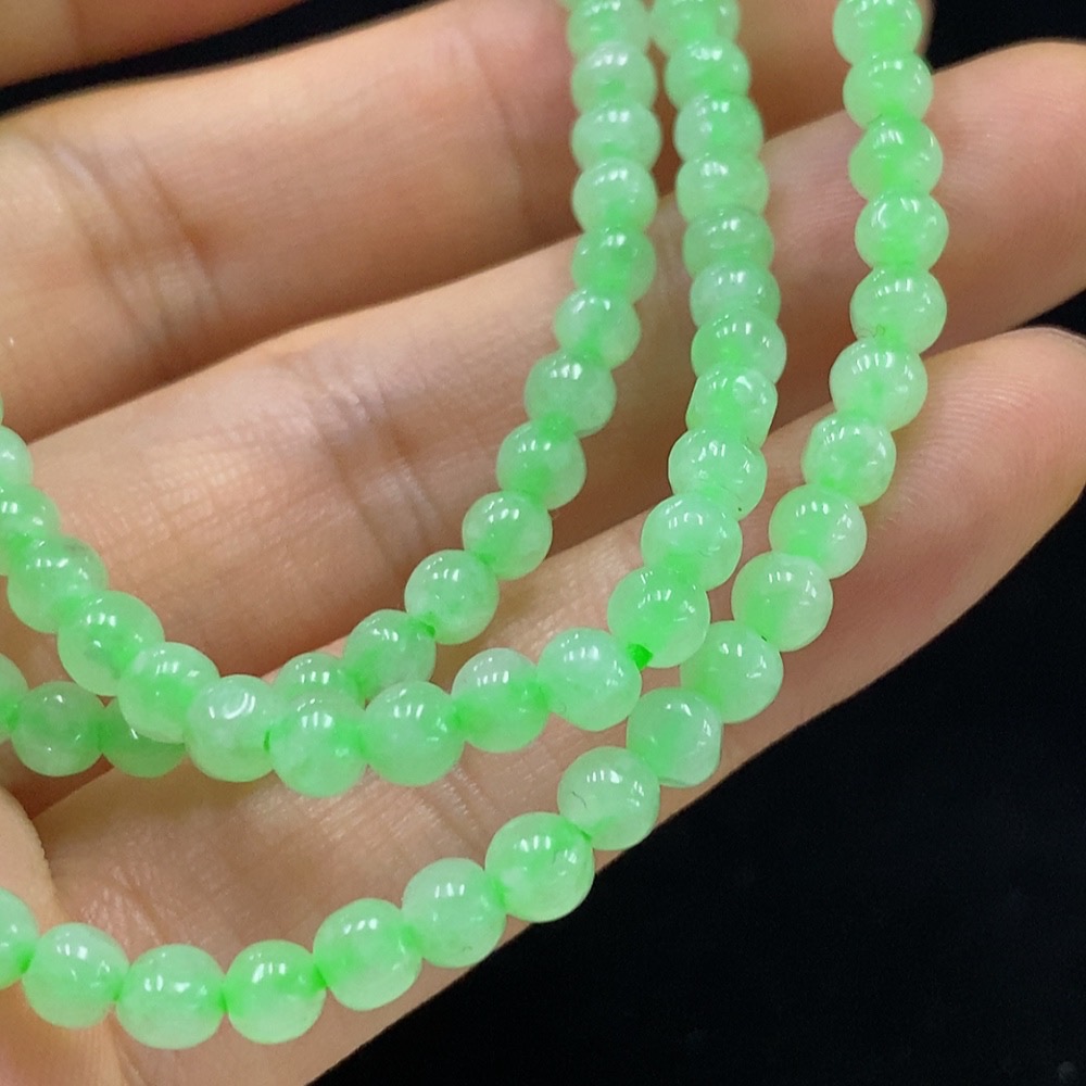 F33928909 Jadeite Bead Necklace Approx. 3.8mm Total Weight Approx. 18.8g Non-Gold