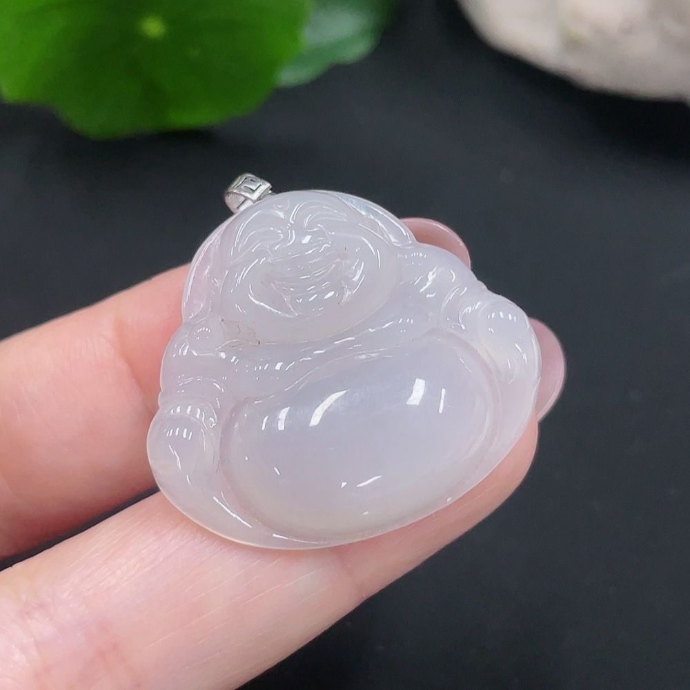 F28225757 Jadeite Buddha Pendant with 18K Gold Clasp, Total Weight Approximately 6.7g