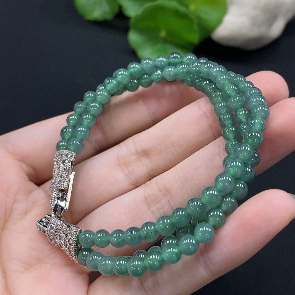 F35091135 Jadeite Beads Strand Size Approx. 4.7mm Total Weight Approx. 22.6g (Non-Gold Inlaid)