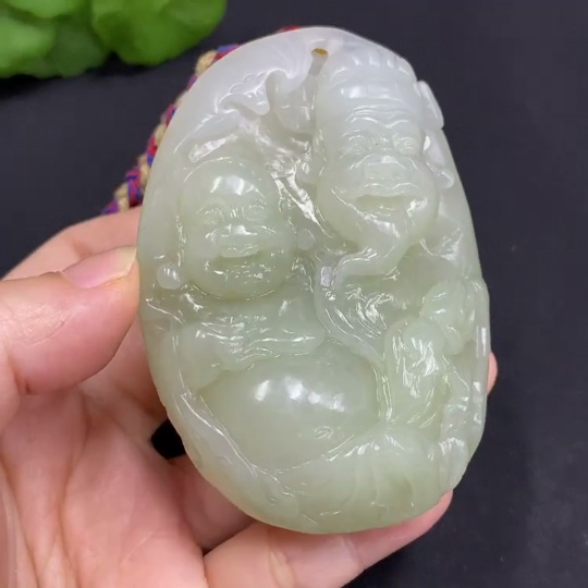 H30464875 Hetian Jade Handheld Ornament - Wealth