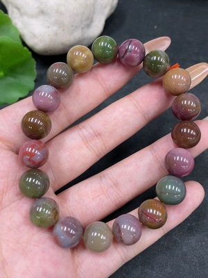 H32823149 Yanyuan Agate Bracelet with Visible Organic Matter, approx. 10.3mm beads, total weight approx. 31.3g