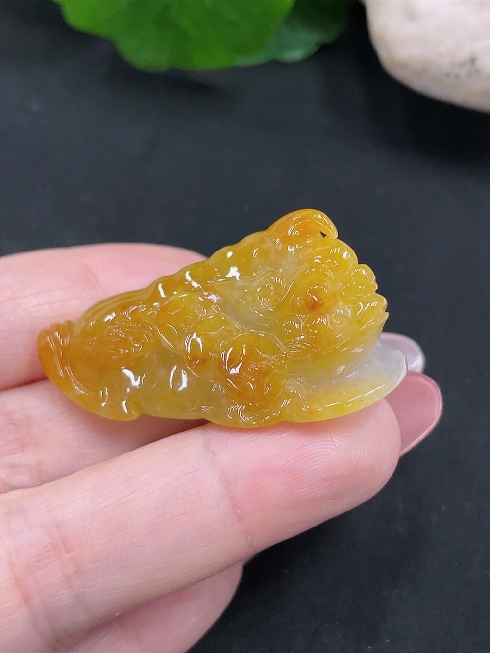 F34032326 Jadeite Tri-leg Golden Toad Pendant