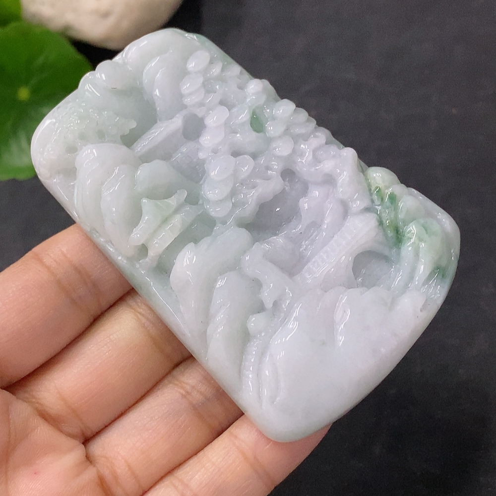F34041842 Jadeite Pendant Landscape Plaque Total Weight Approx. 115.22g