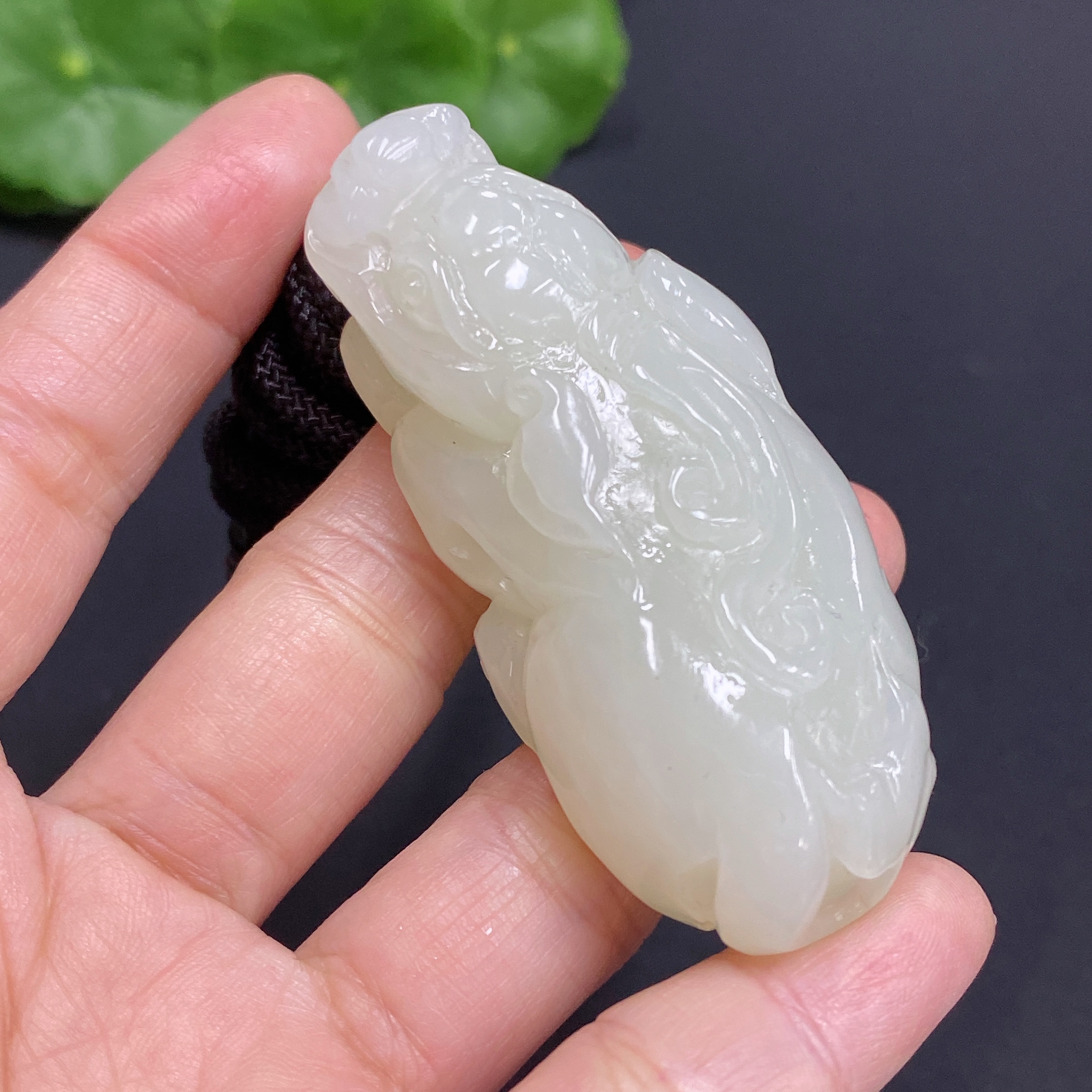 H27173626 Hetian Jade Pendant Pixiu Total Weight Approx. (Including Rope) 55.9g