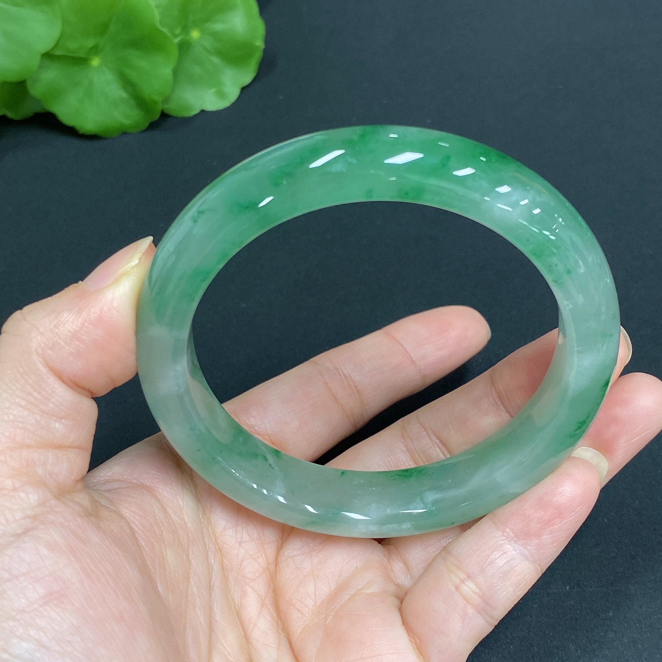 H34015511 African Emerald (Dulong Jade) Regular Circle Bracelet