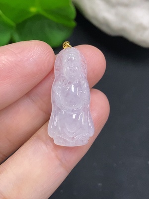 F35107121 Jadeite God of Wealth Pendant with 18K Gold Clasp, Total Weight Approx. 2.3g