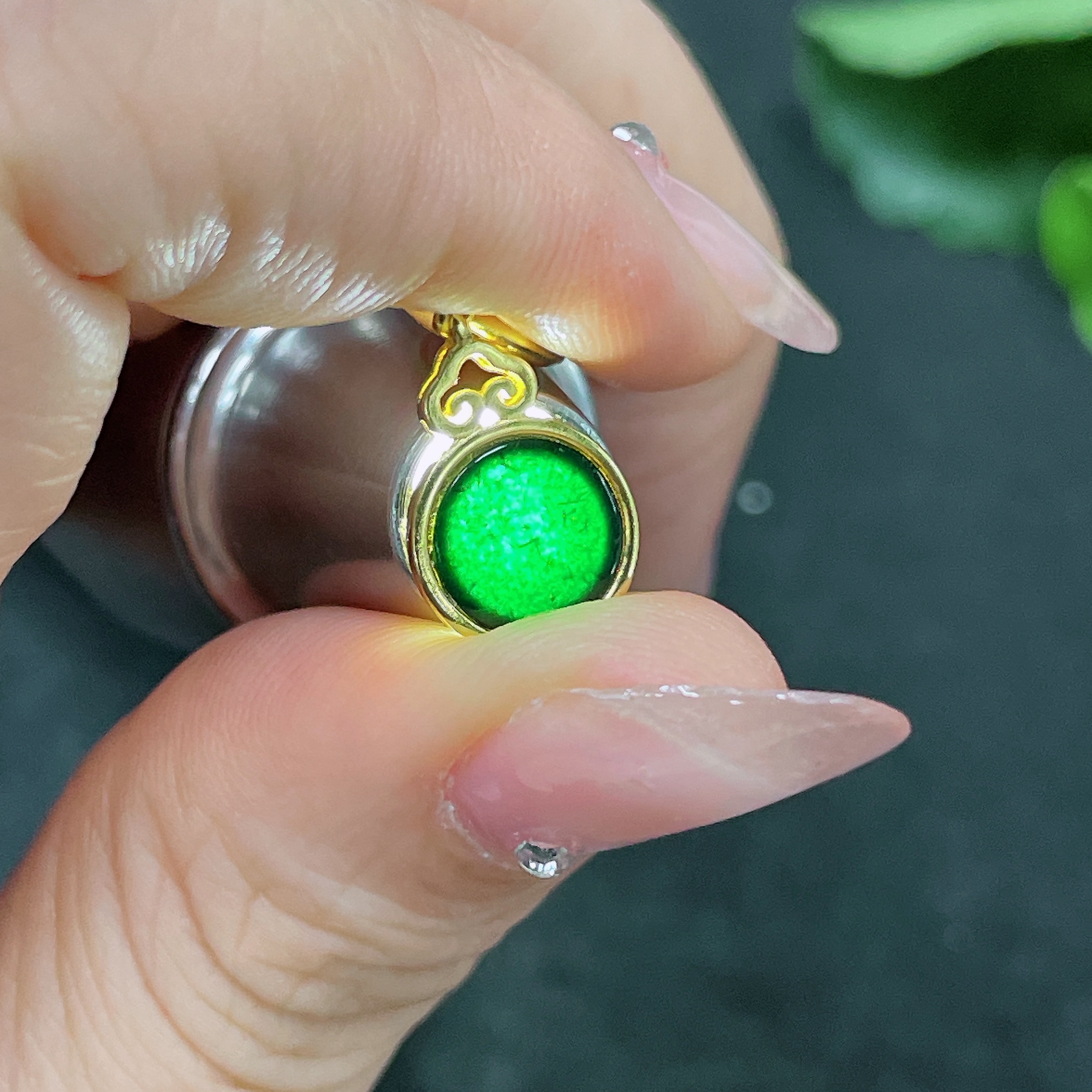 F34958944 Jadeite Inlaid Earrings Non-Gold Inlaid Total Weight Approximately 1.4g