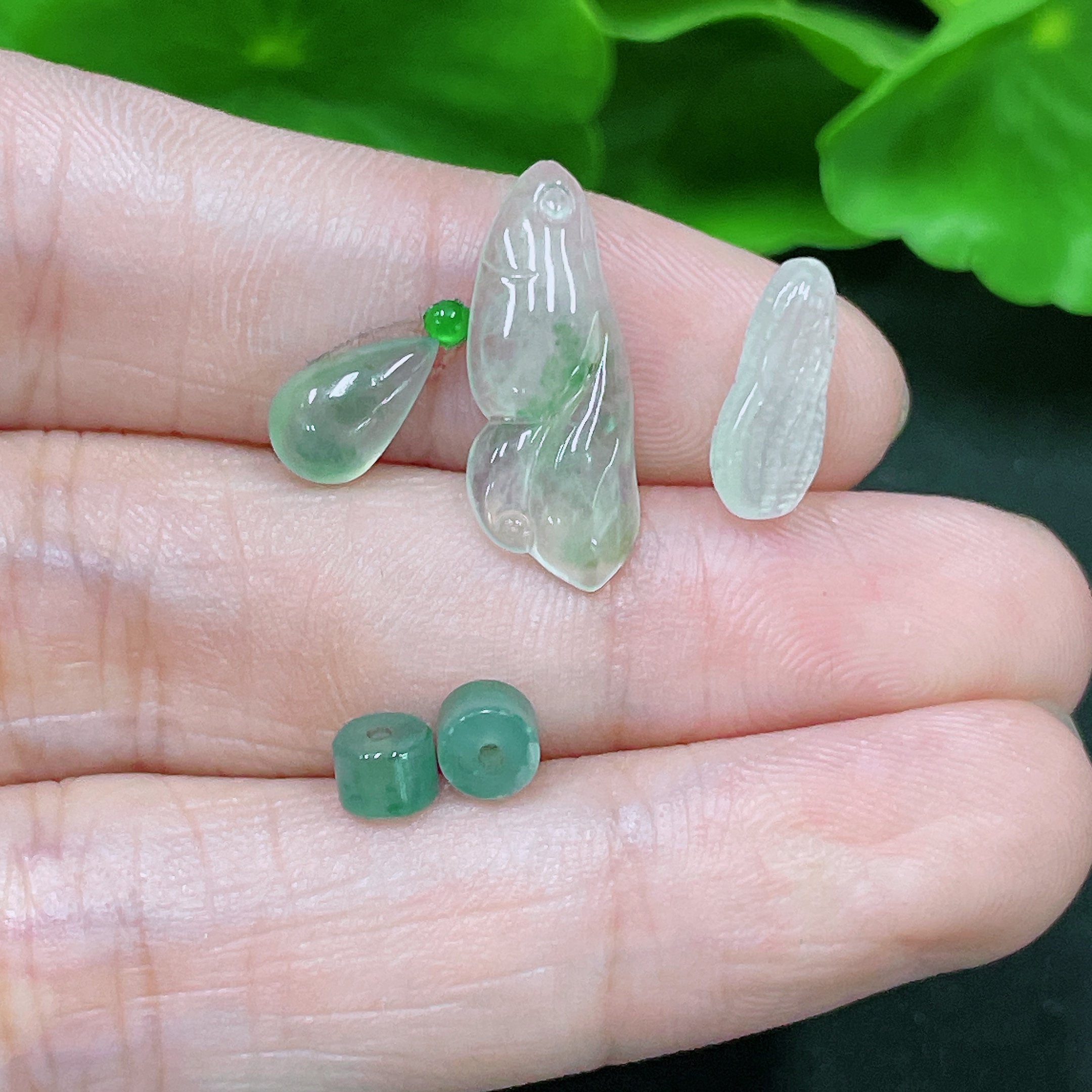 F34958004 Jadeite inlay piece,戒面, fish, water drop, peanut, bead