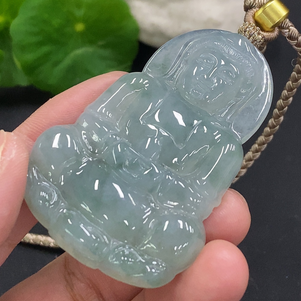 F33856720 Jadeite Guanyin Pendant with Cord, Total Weight Approx. 26.1g