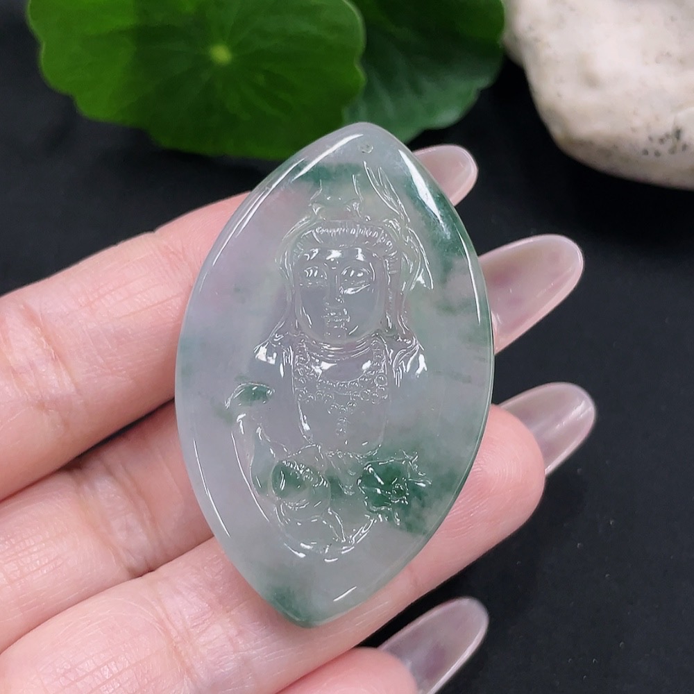 F35082852 Jadeite Guanyin Pendant Total Weight Approx. 17.8g