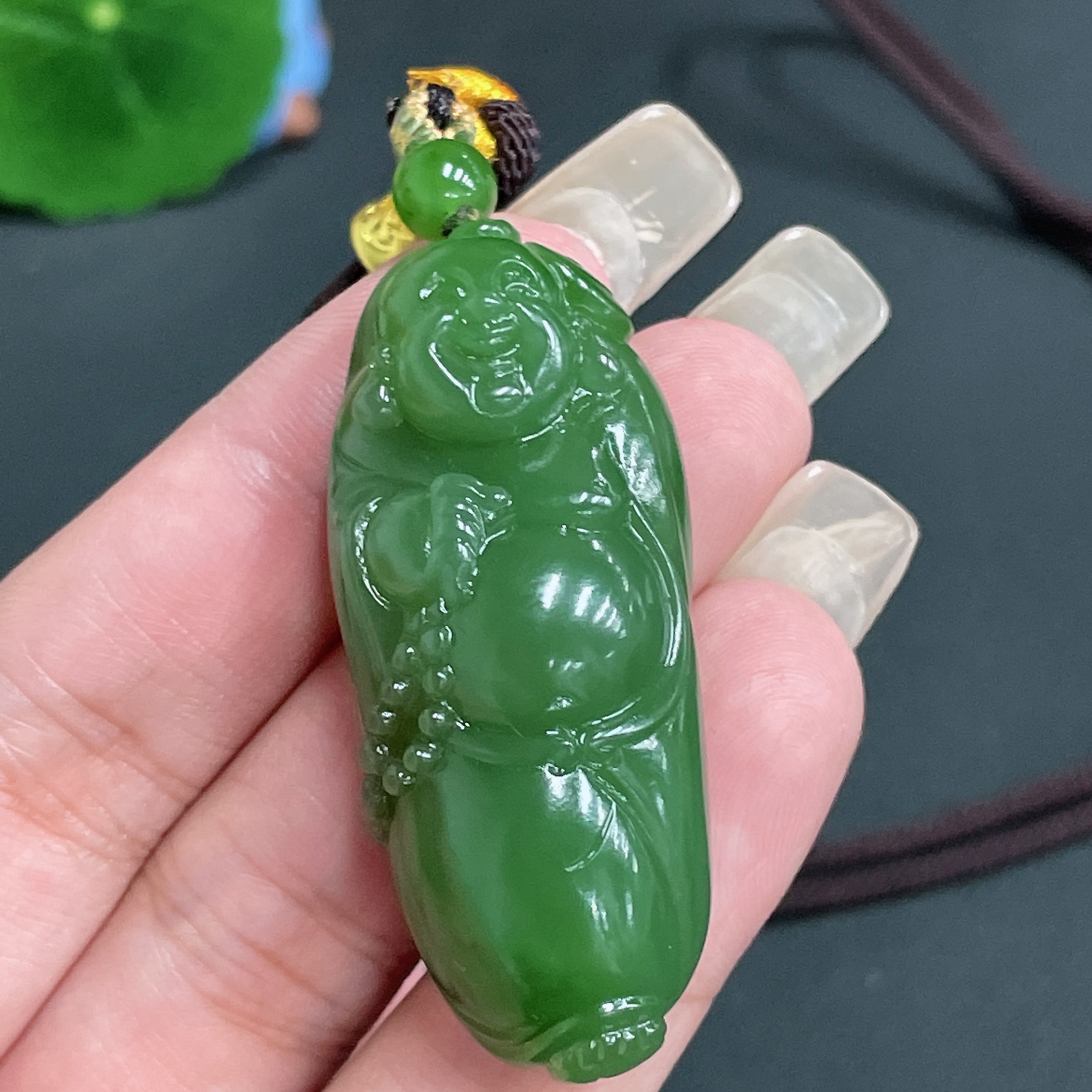 H22550116 Hetian Jade Pendant    Buddha    Total weight (with rope) approx. 29.7g