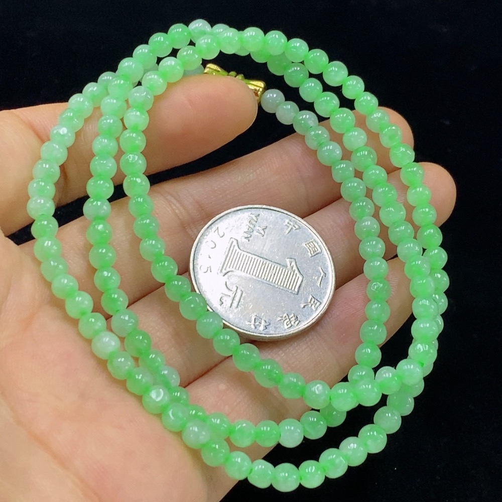 F33928909 Jadeite Bead Necklace Approx. 3.8mm Total Weight Approx. 18.8g Non-Gold