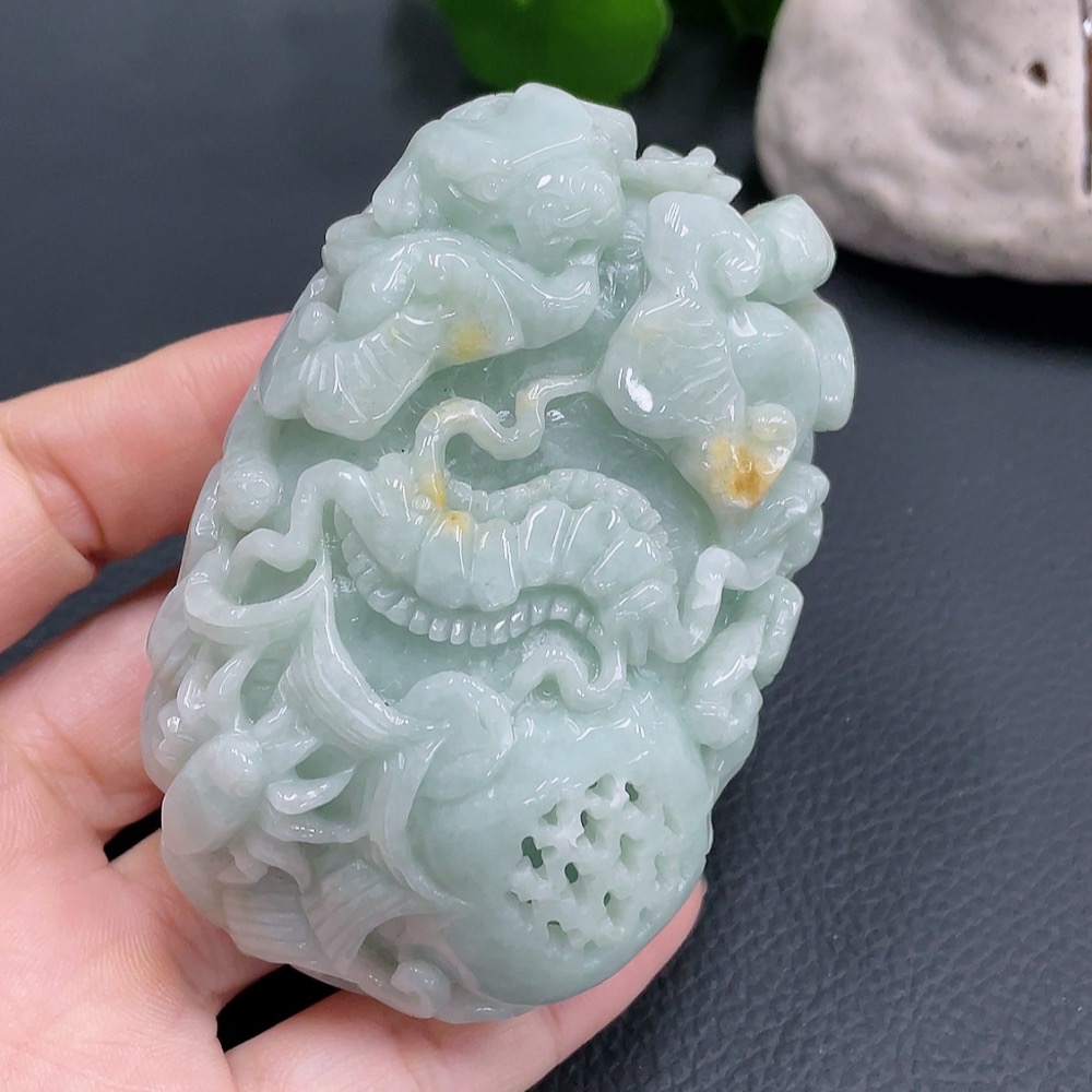 F23578788 Jadeite Handheld Piece, Color Origin Undetermined, Damaged, Total Weight 242.123g