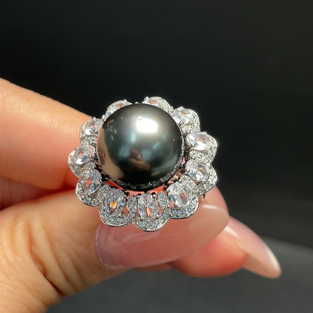 C34041082 Seawater Pearl Ring Adjustable Non-Gold Total Weight Approx. 8.52g Size About 13.2mm