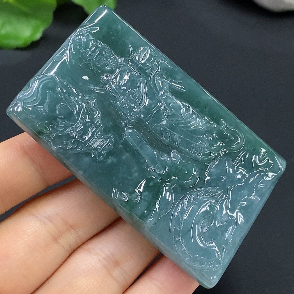 F23561724 Jadeite Avalokiteshvara Pendant with Dragon, Total Weight 44.642g