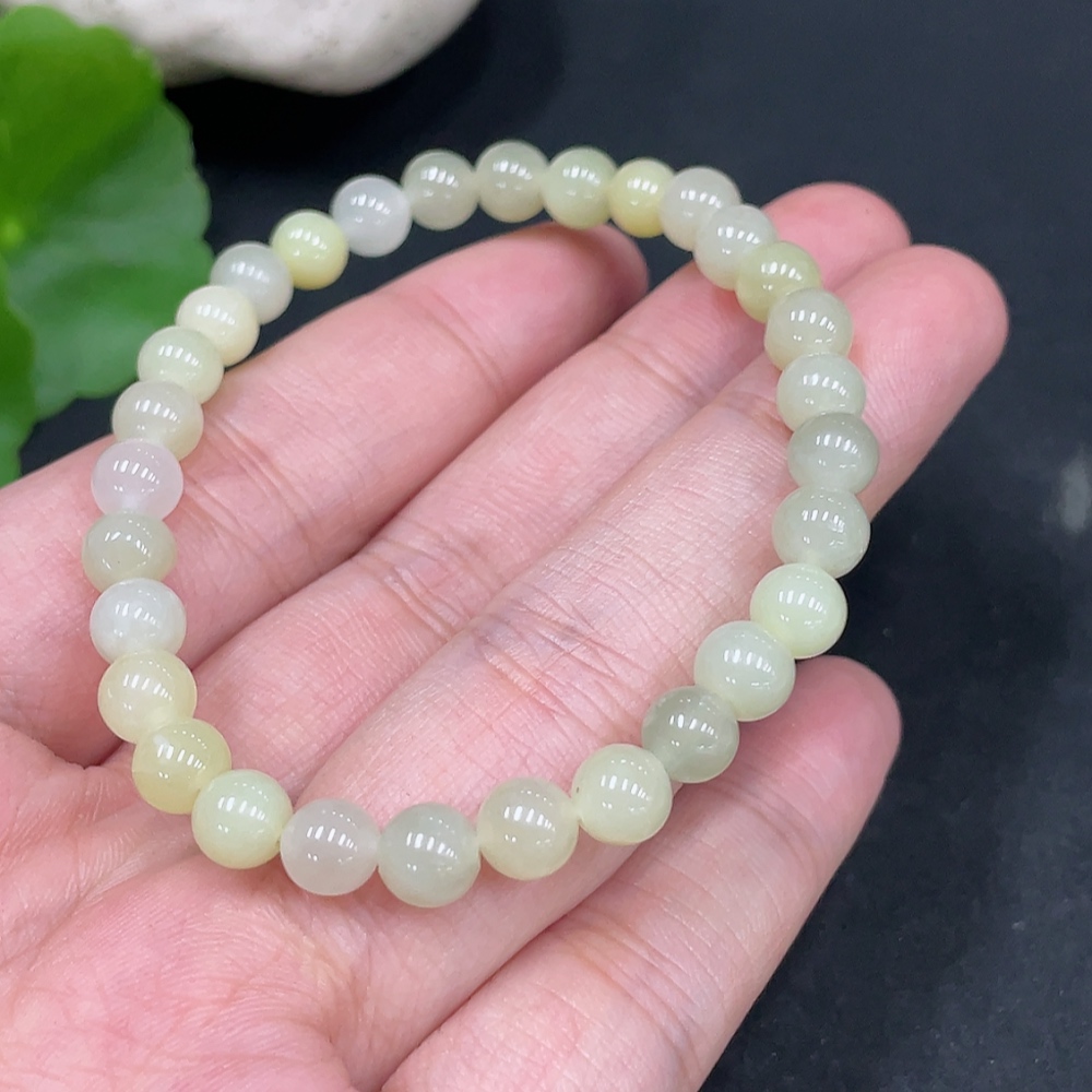H31617273 Hetian Jade Bracelet, Approx. 5.9mm Beads, Total Weight Approx. 9.8g