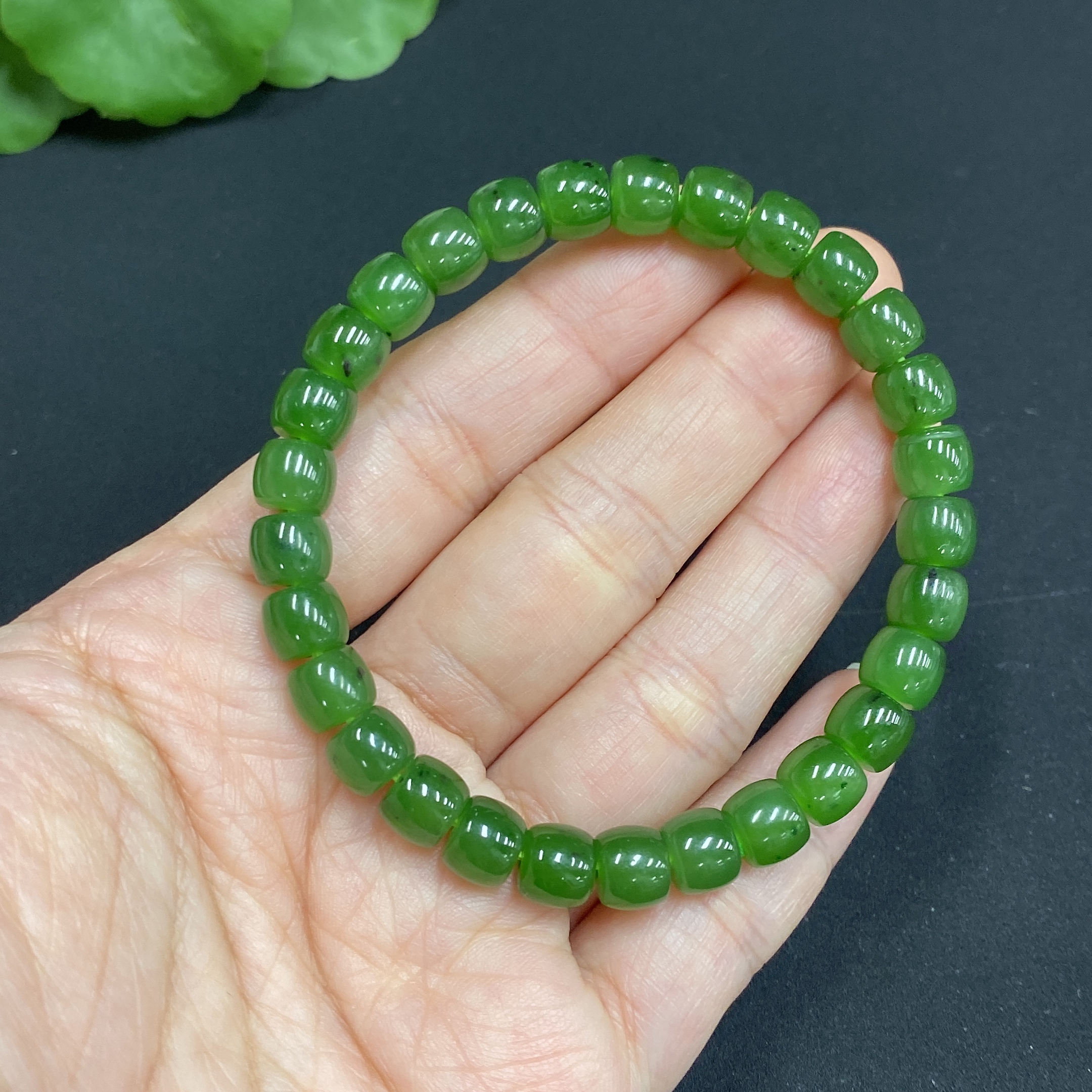 H34985301 Hetian Jade Jasper Bracelet Approx. 6.7mm Total Weight About 16.2g