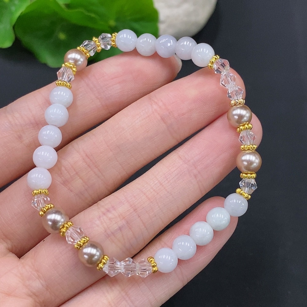 F29336414 Jadeite Bead Bracelet Non-Gold Inlaid Total Weight Approx. 8.4g Size About 5.7mm Non-Jadeite Beads