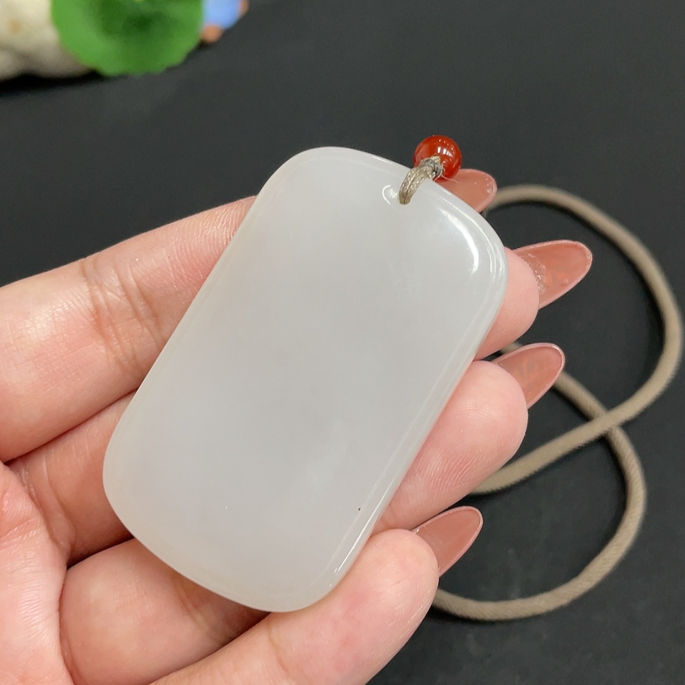 H34004080 Hetian Jade Pendant, Plain Pendant, Total Weight [with rope]: 40.6g
