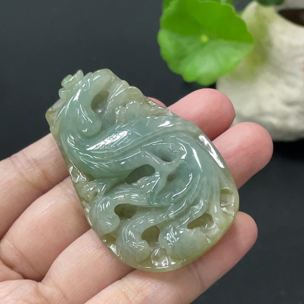 F35108733 Jadeite Phoenix Pendant Total Weight Approx. 35.2g
