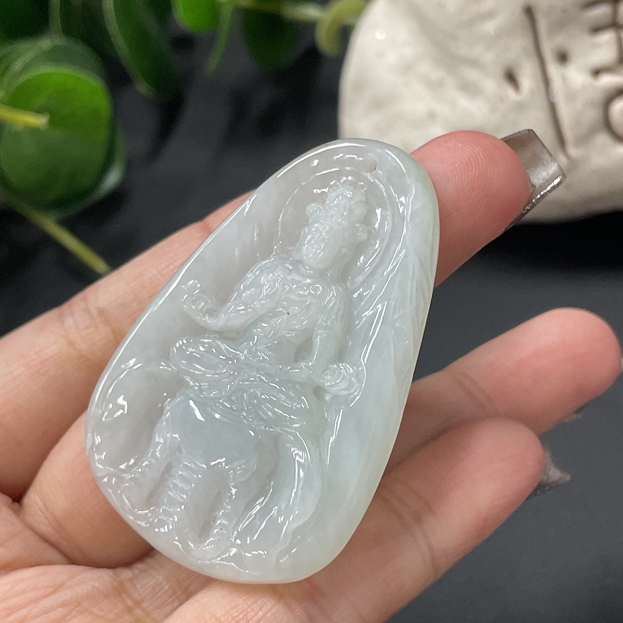 F12294013 Jadeite Samantabhadra Bodhisattva Pendant