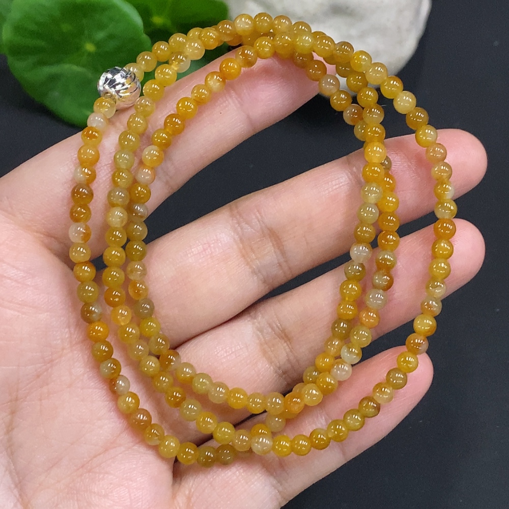 F35156506 Jadeite Bead Necklace Approx. 3.7mm Non-Gold Total Weight Approx. 17.2g