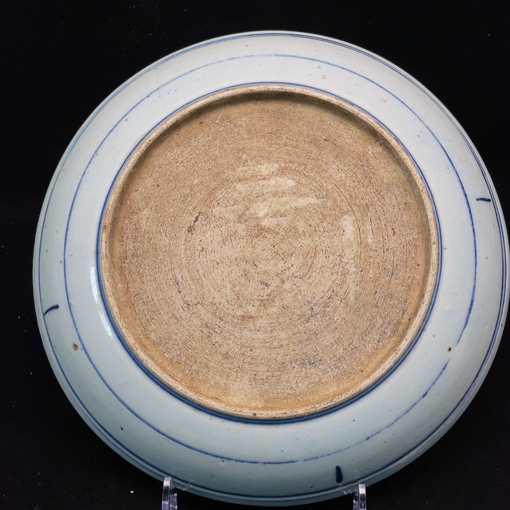 W29382633 Ceramic Blue and White Sunflower Plate, Early Qing Dynasty (size as per the actual item)