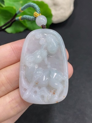 F34968786 Jadeite Zodiac Sheep Pendant Total weight about 20.7g (including rope weight)