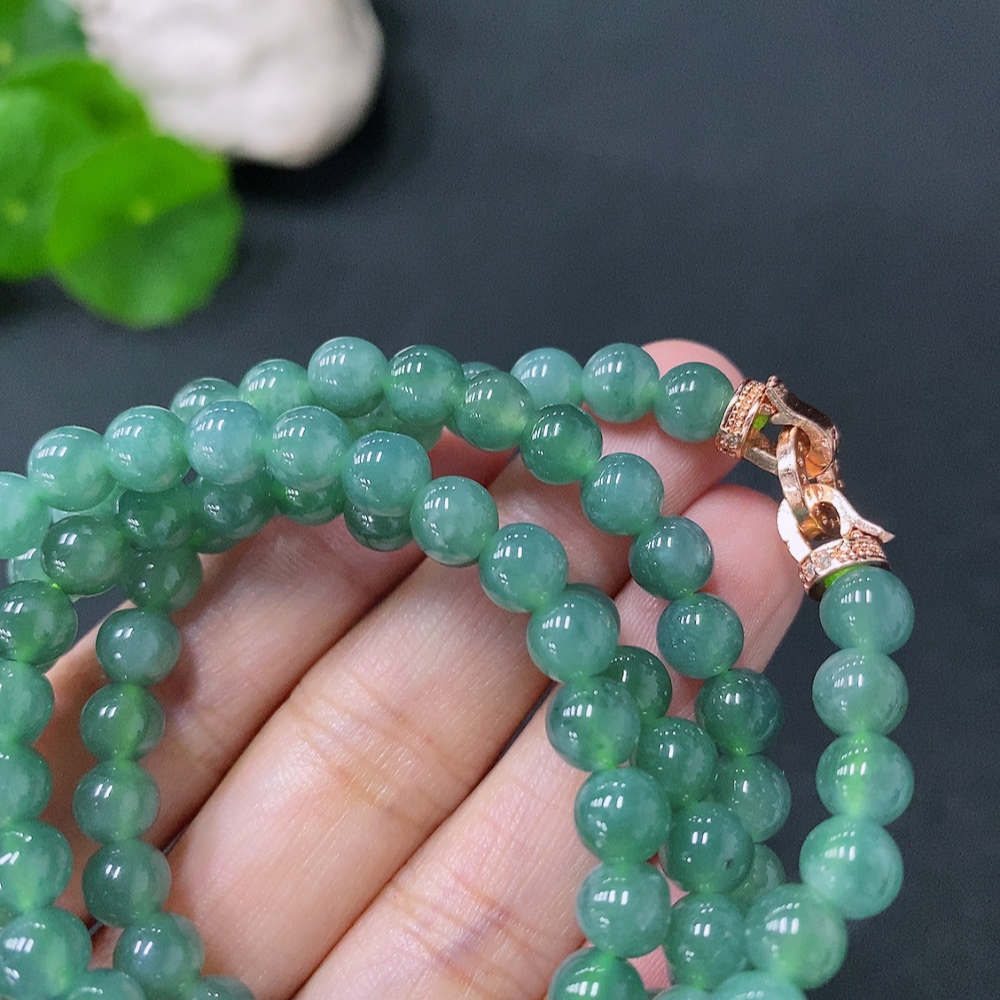 F29321727 Jadeite Beaded Necklace Approx. 6mm Total Weight Approx. 40.38g Non-Gold