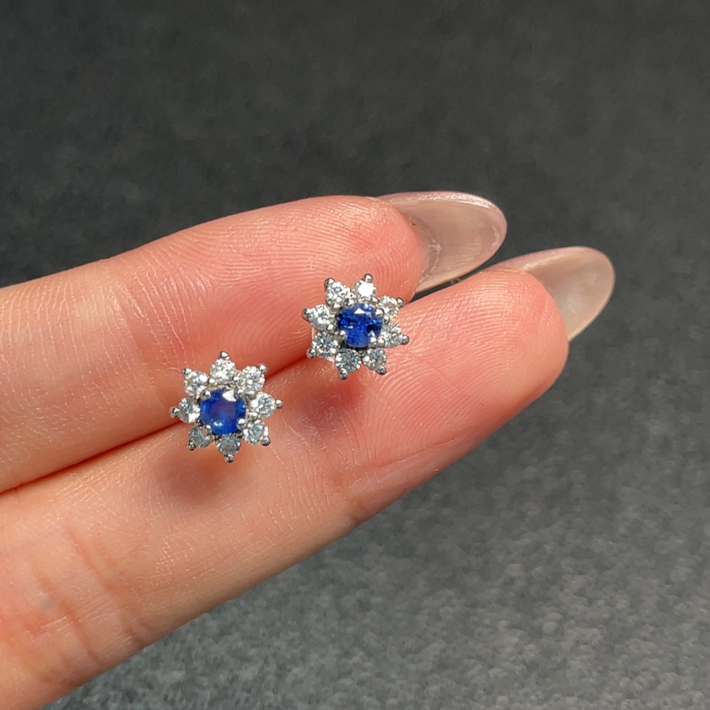 C34991673 Sapphire Earrings Non-Gold Total Weight Approx.1.3g Stone Size 2.8mm