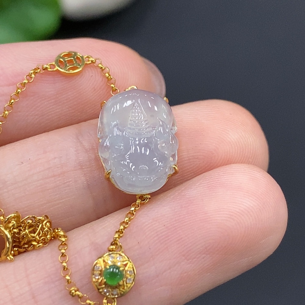 F17858292 JadeitePi Xiu Inlaid Bracelet 18K Gold Total Weight Approx. 2.2g