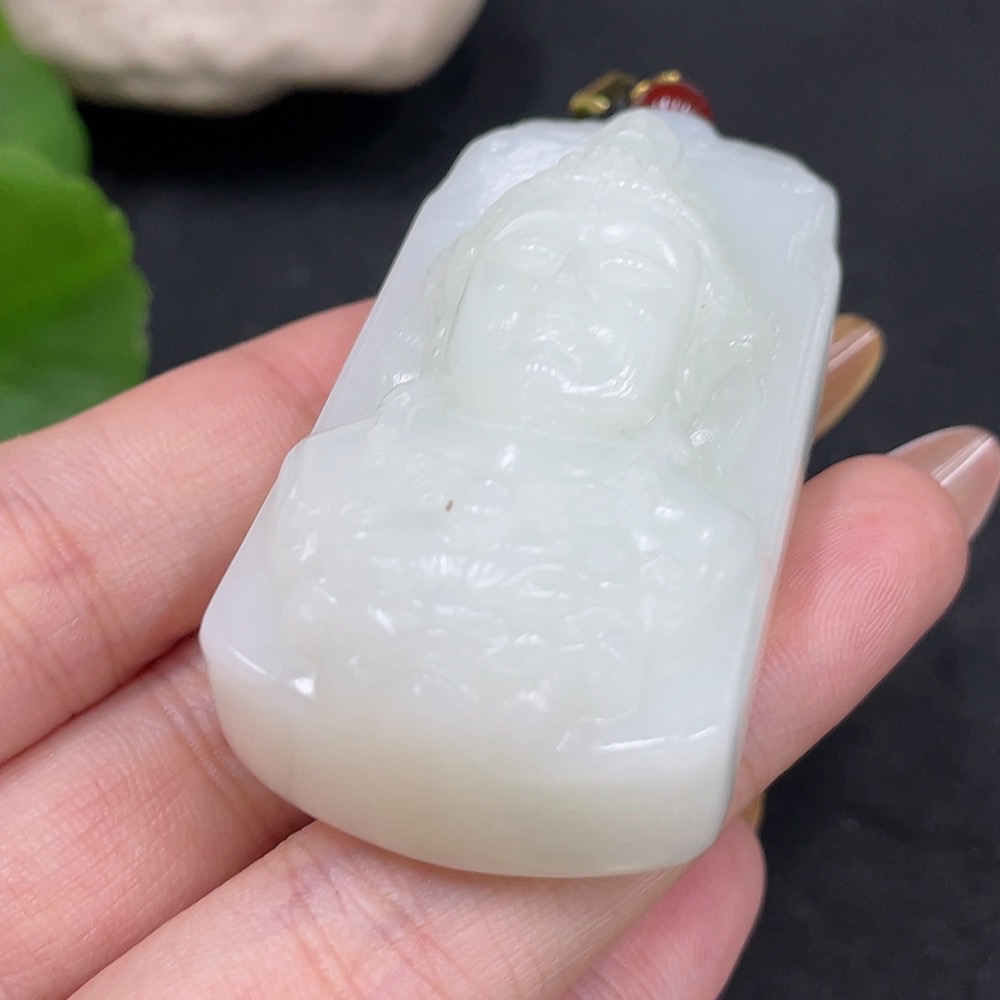 H31663761 Hetian Jade Pendant Guanyin with Other Mineral Components Total Weight Approx. (Including Rope) 68.5g