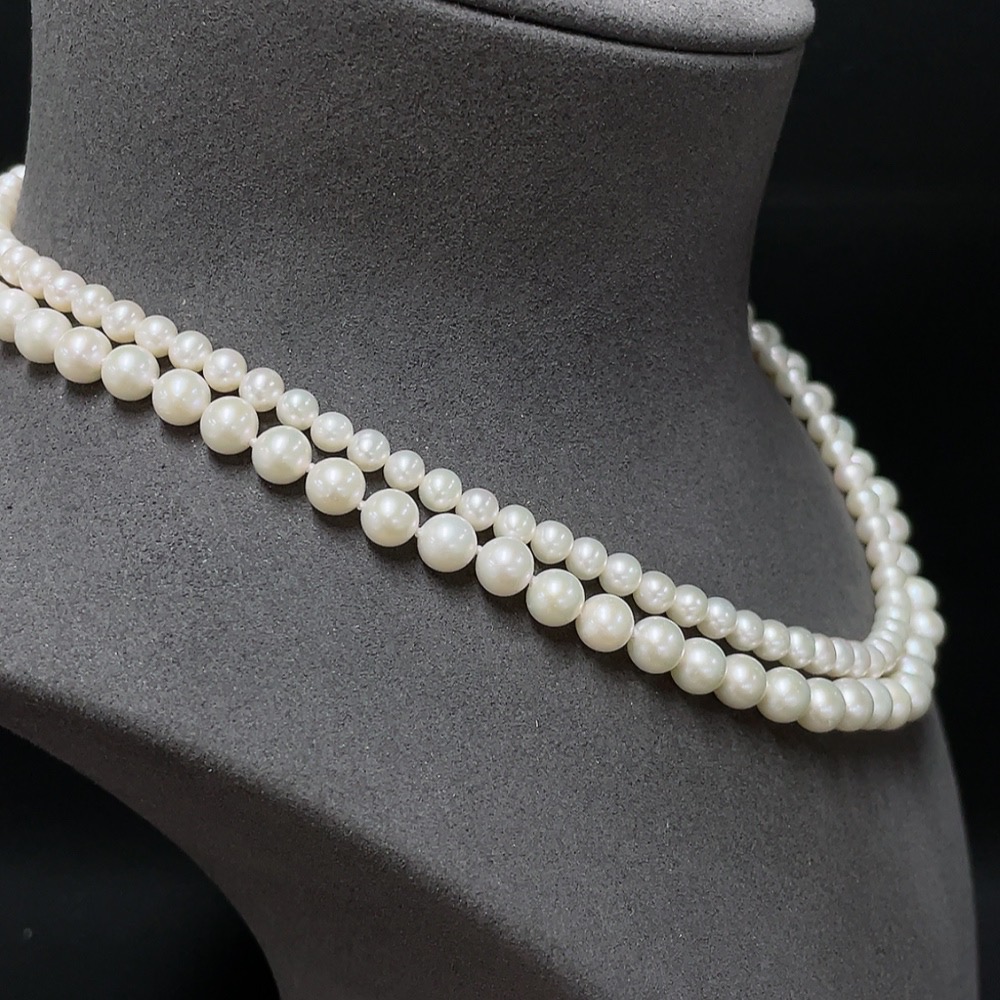 C33923456 Pearl bead necklace non-gold total weight approx. 44.38g size 4.9-7.1mm