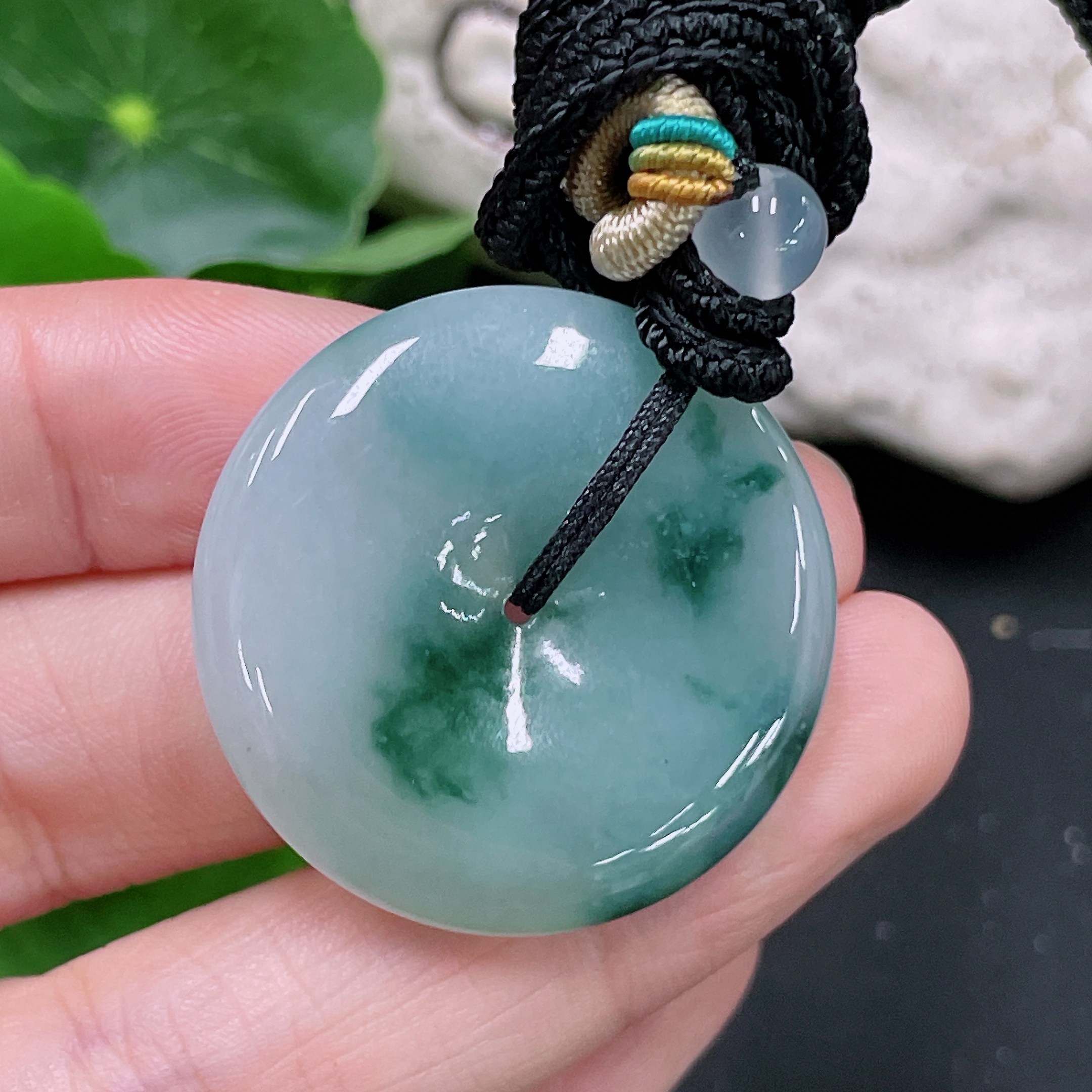 F33893446 Jadeite Pendant Peace Buckle Total Weight Approximately 14.8g Including Rope