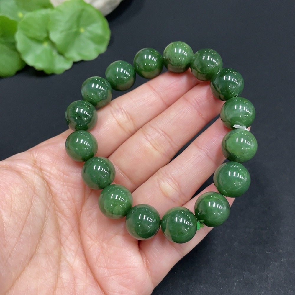 H35102411 Hetian Jade Jasper Bracelet approx. 11.9 mm Total Weight approx. 42.4g