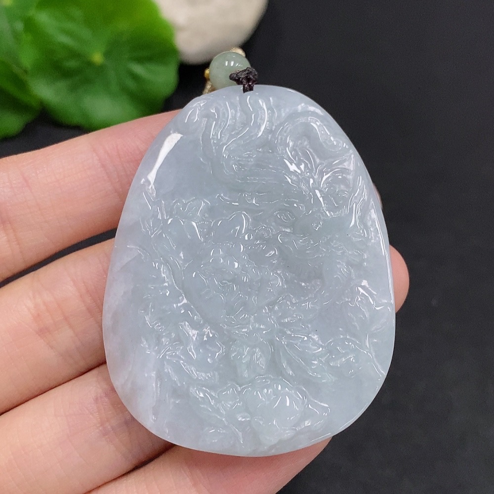 F34962566 Jadeite Phoenix and Peony Pendant