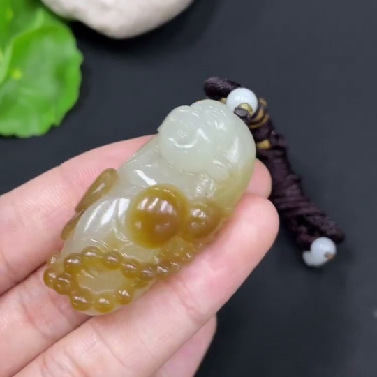 H29324832 Hetian Jade Pendant Buddha Beads Not Hetian Jade Total Weight Approx. (Including Rope) 25.9g