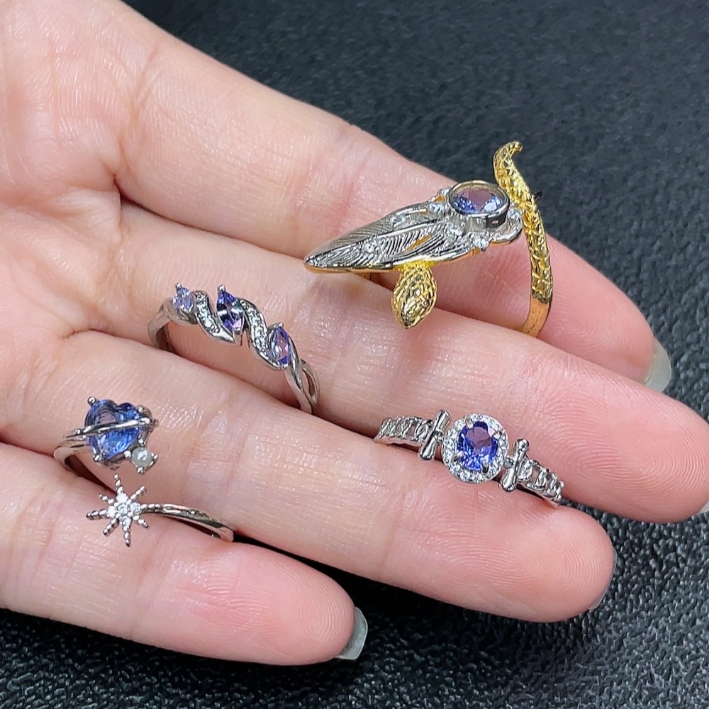C34990393 Tanzanite Ring, Non-Gold, Adjustable, Total Weight Approx. 9.87g, Sell as a Lot