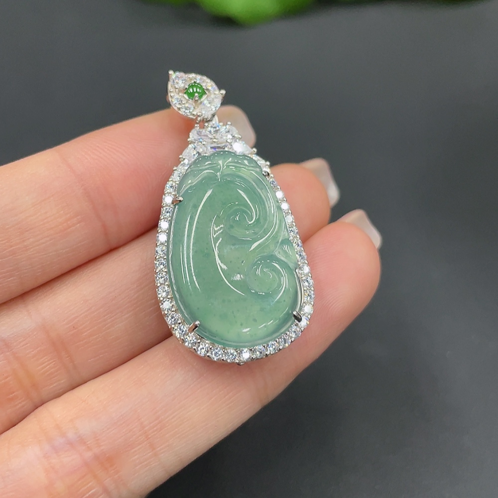 F23688003 Jadeite Inlaid Pendant Ruyi Non-Gold