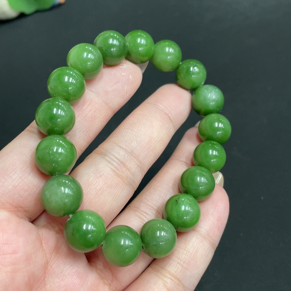 H31677143 Hetian Jade Bracelet Approx. 11.3mm Beads Total Weight About 43.2g