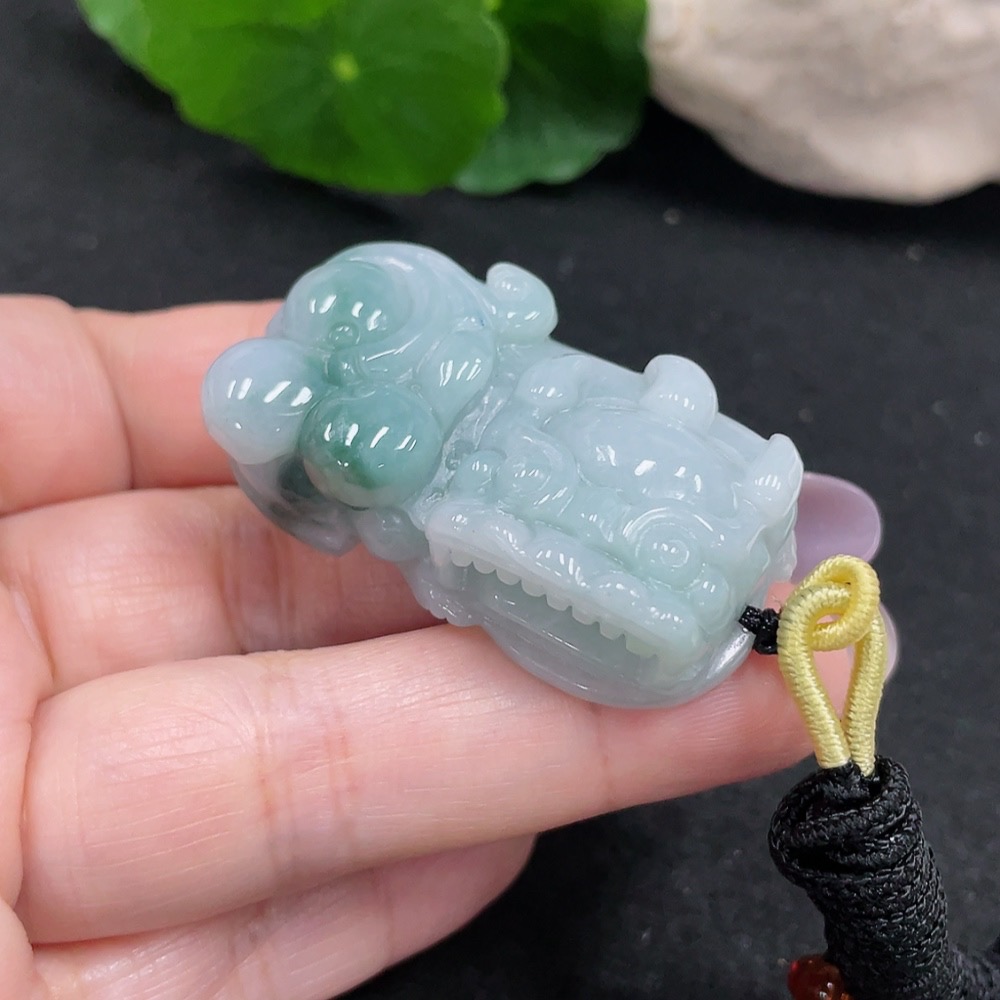 F34966161 Jadeite Pixiu Pendant Total Weight Approx. 31.2g (Including Rope Weight)