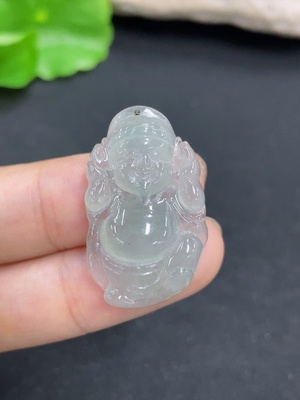F46570152 翡翠财神挂件 货品总重约4.9g
