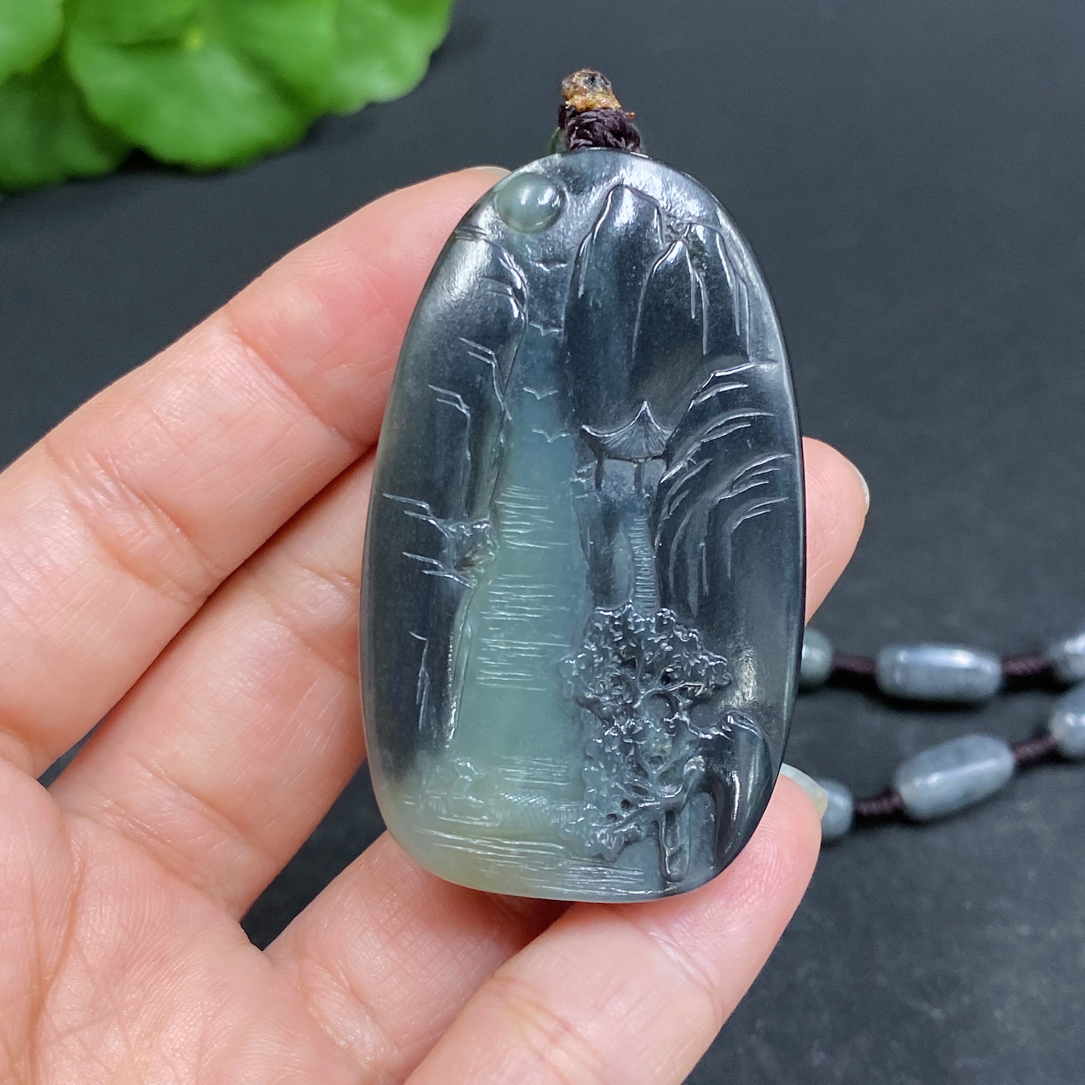 H33902415 Hetian Jade Pendant - Landscape