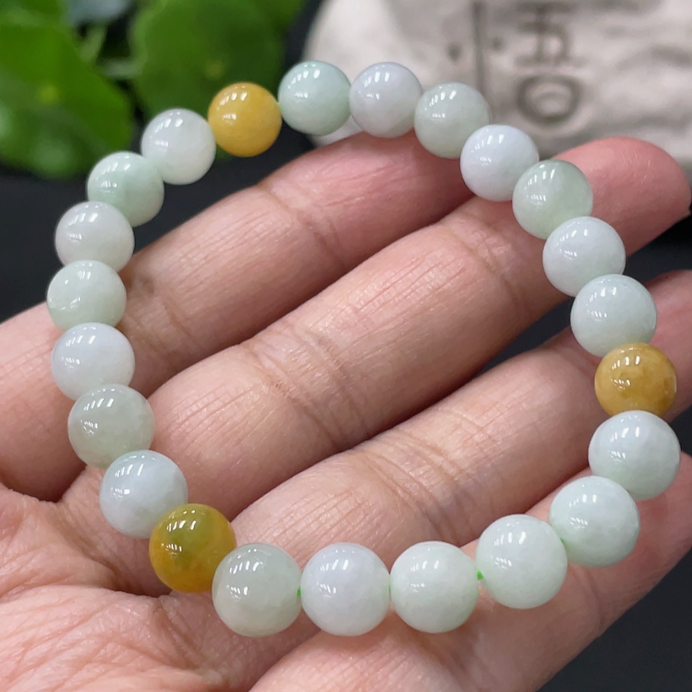 F33837853 Jadeite Bracelet Approx 7.6mm Beads Total Weight 16.9g Color Origin Undetermined