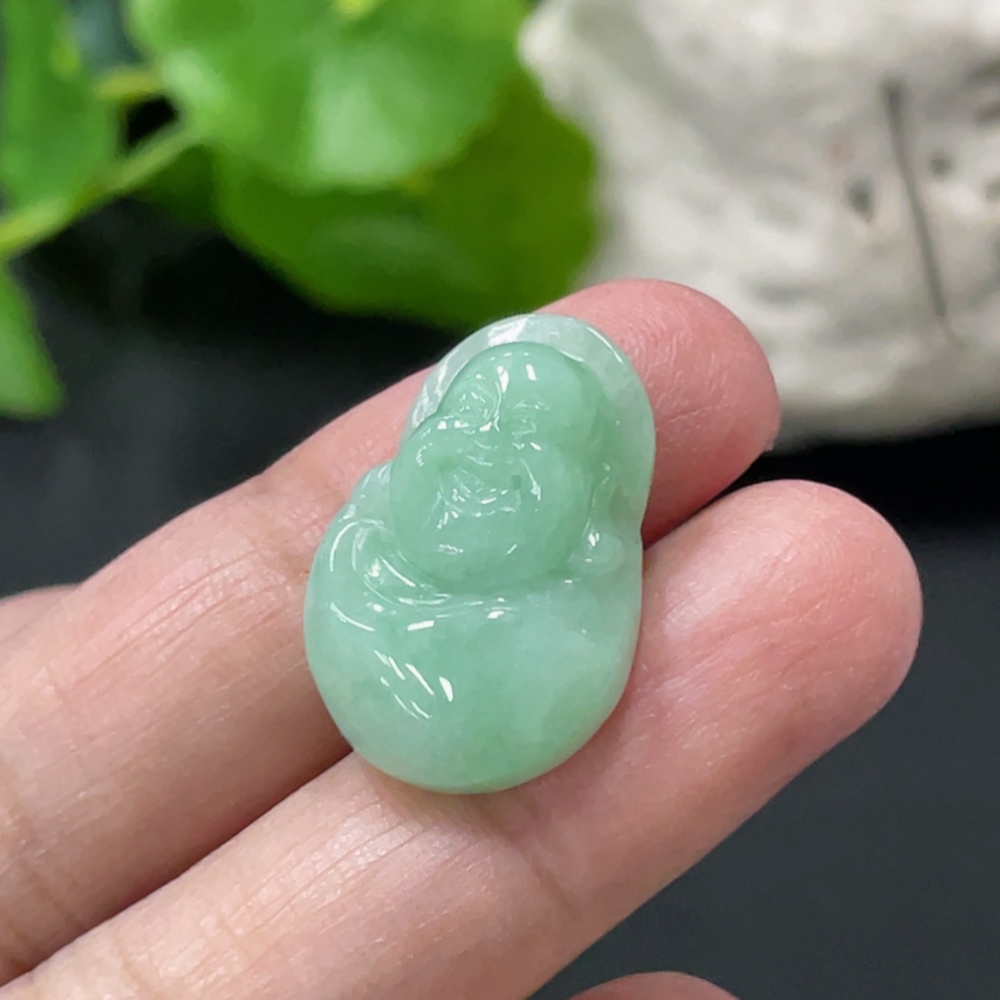 F35108605 Jadeite Smiling Buddha Pendant Total Weight Approx. 4.58g