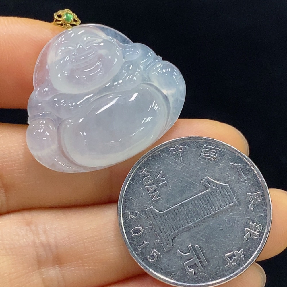 F34024852 Jadeite Buddha Pendant 18k Total Weight Approx. 6.11g