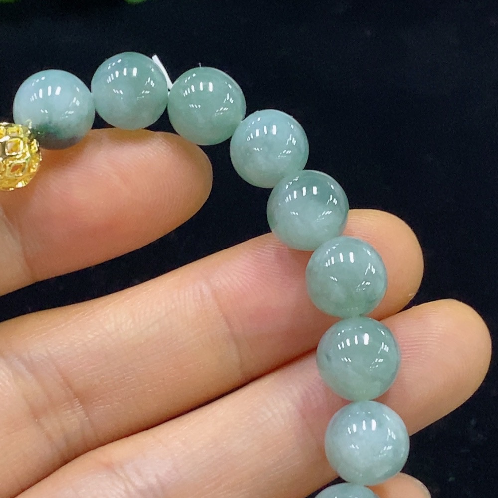 F35135428 Jadeite Bracelet Card 8.6mm Non-Gold Total Weight Approx. 23.64g