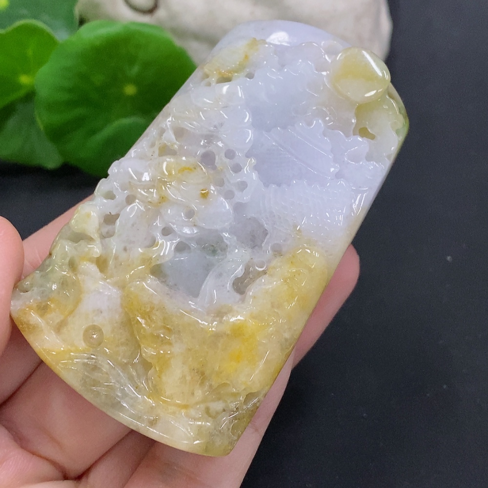 F32824536 Jadeite Landscape Pendant Total Weight Approximately 104.4g (Color Origin Undetermined) (Containing Other Mineral Components)